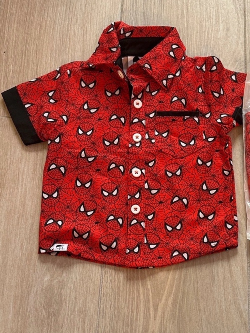 Kids Red Spider Pattern Button Down Shirt
